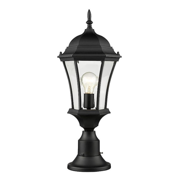 Z-Lite Wakefield 1 Light Outdoor Pier Mounted Fixture, Black & Clear Beveled 522PHM-553PM-BK - main